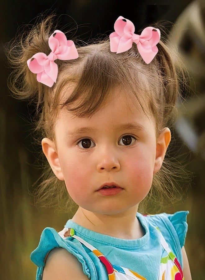 Jeffan 12 PCS 3" Pink Hair Bows for Girls, Grosgrain Ribbon Solid Color Hair Bows for Teen Toddler Little Girls - Image 5